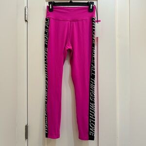 NWT Pam & Gela “Rule all things with love” hot pink workout leggings